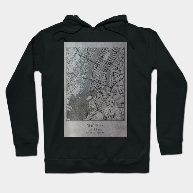 New York, United Stated, city map Hoodie by Creative at home